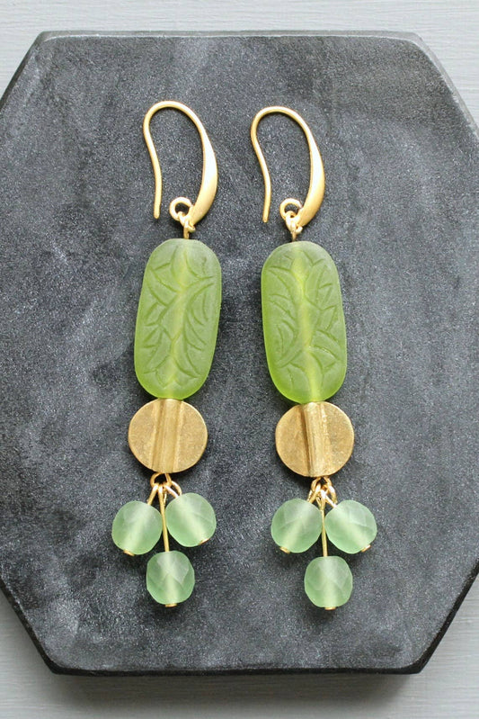 LEXE46 Lime green and seafoam cluster earrings