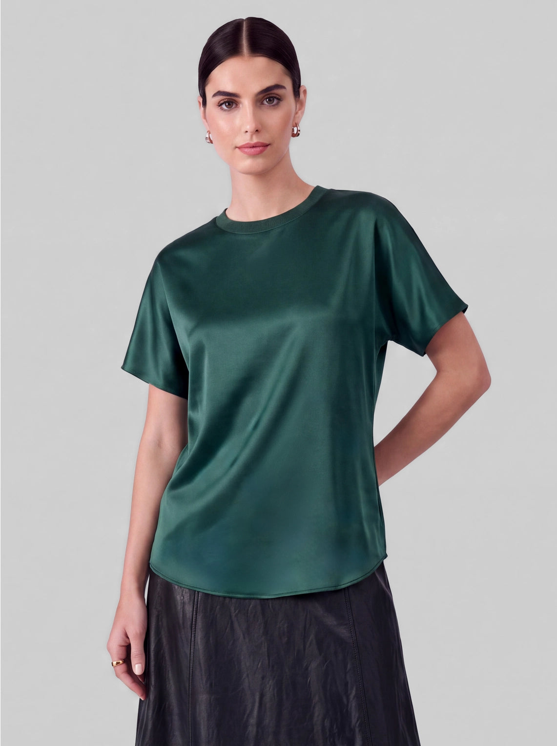 SATIN TEE - HUNTER GREEN