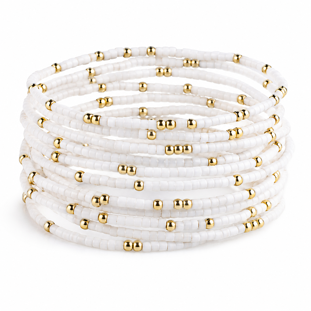 Confetti Beaded Bangle-White, Delicate Stacking Bracelets