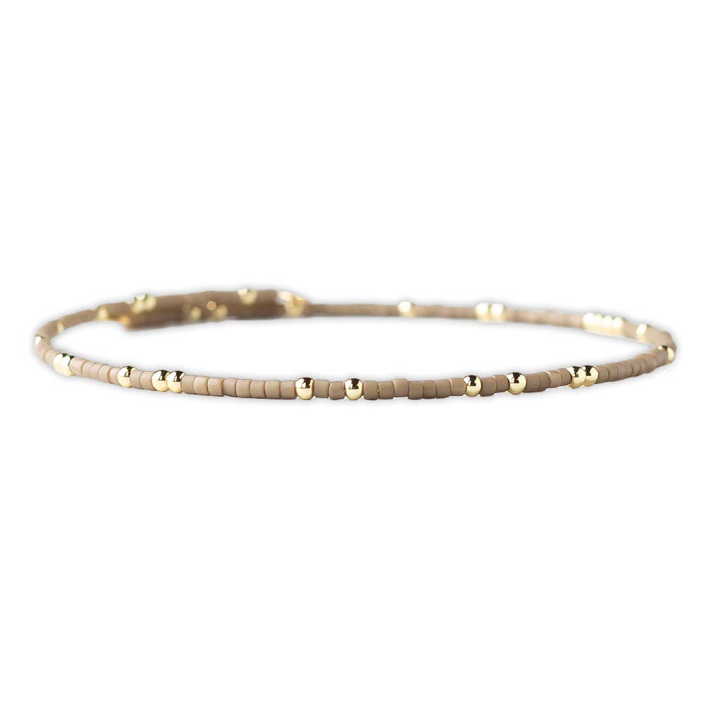 Confetti Beaded Bangle-Mocha, Adjustable Stackable Bracelets