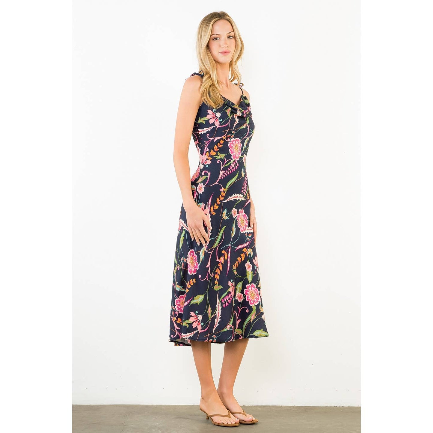 Tie Strap Floral Print Dress