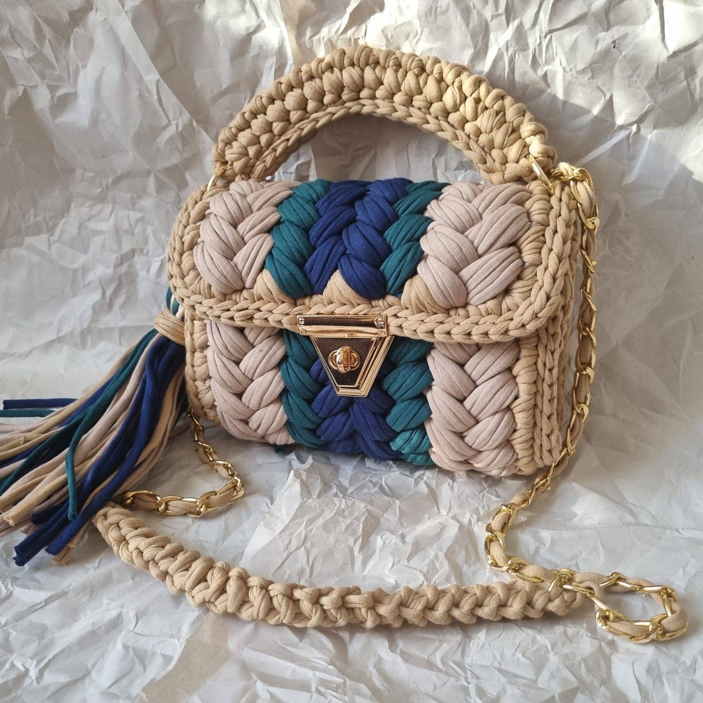 HANDMADE CROCHET BAG - BEIGE TONES