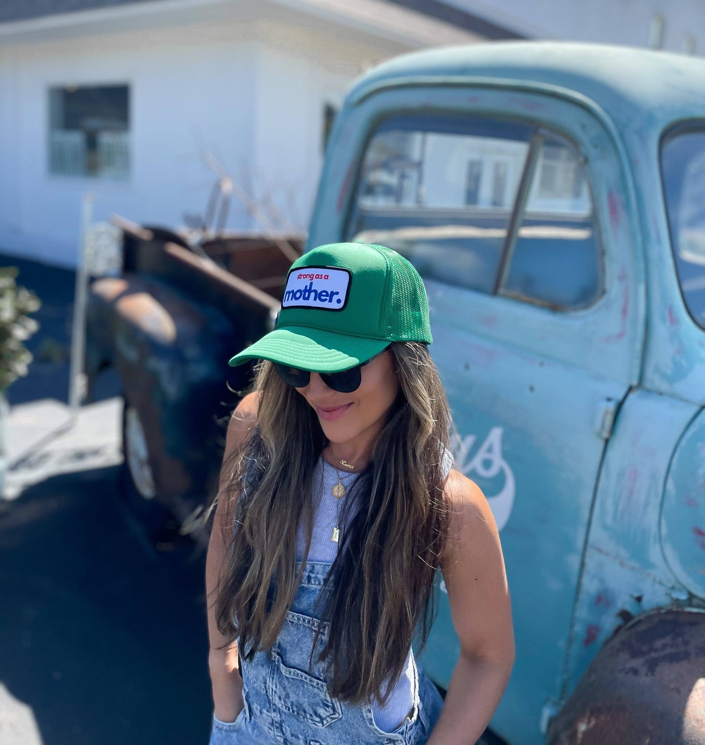 Strong as a mother® Patch Trucker Hat - Kelly Green