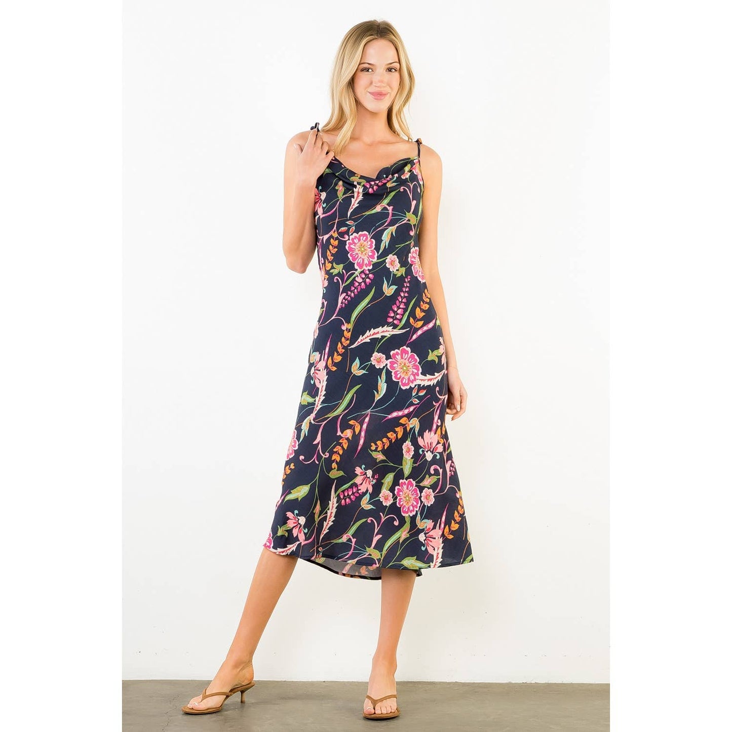 Tie Strap Floral Print Dress
