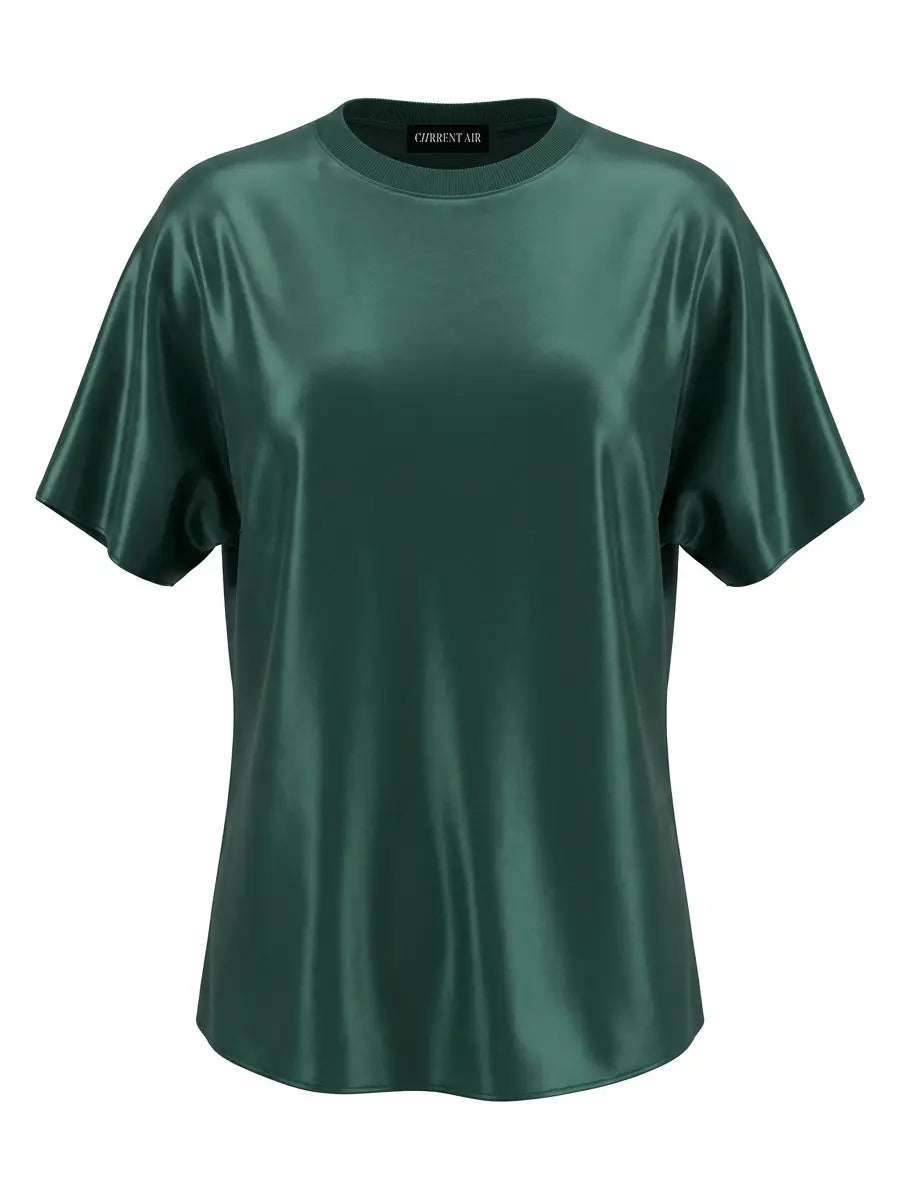 SATIN TEE - HUNTER GREEN