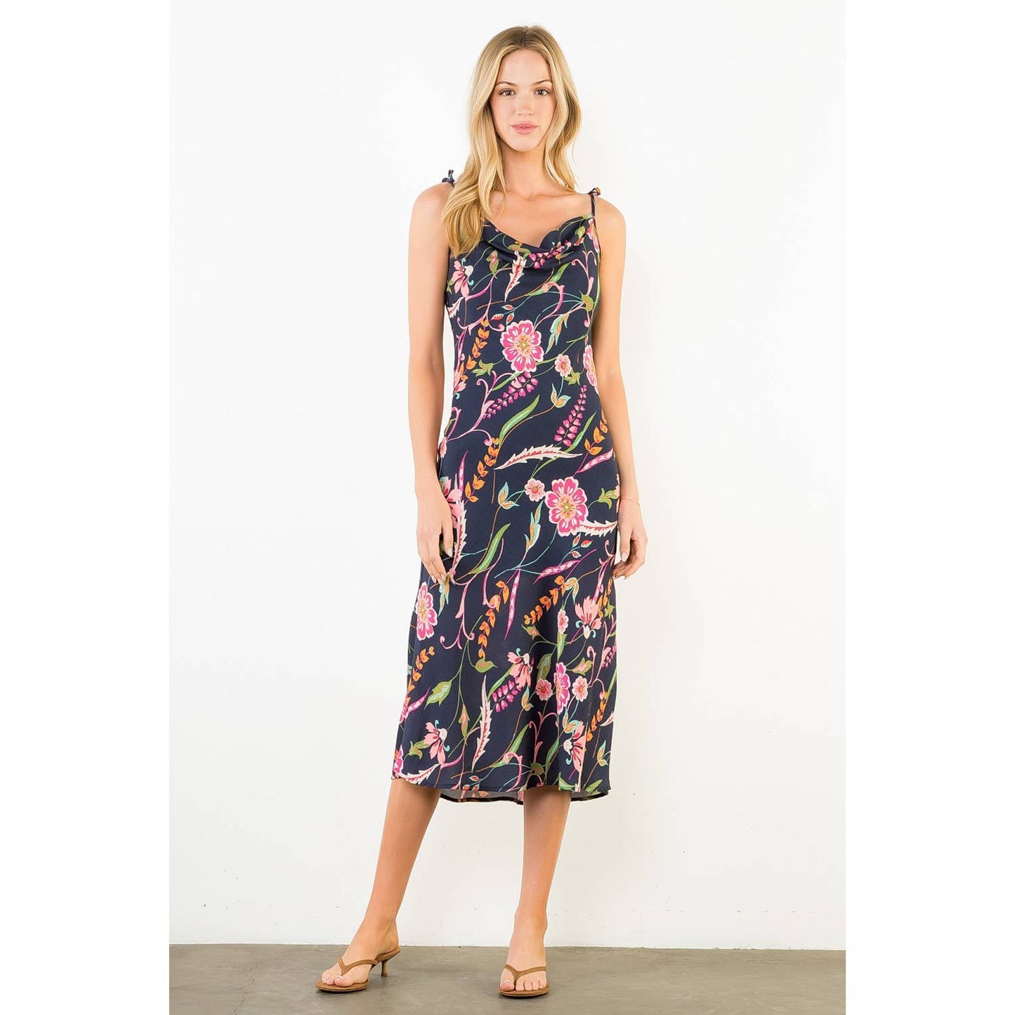 Tie Strap Floral Print Dress