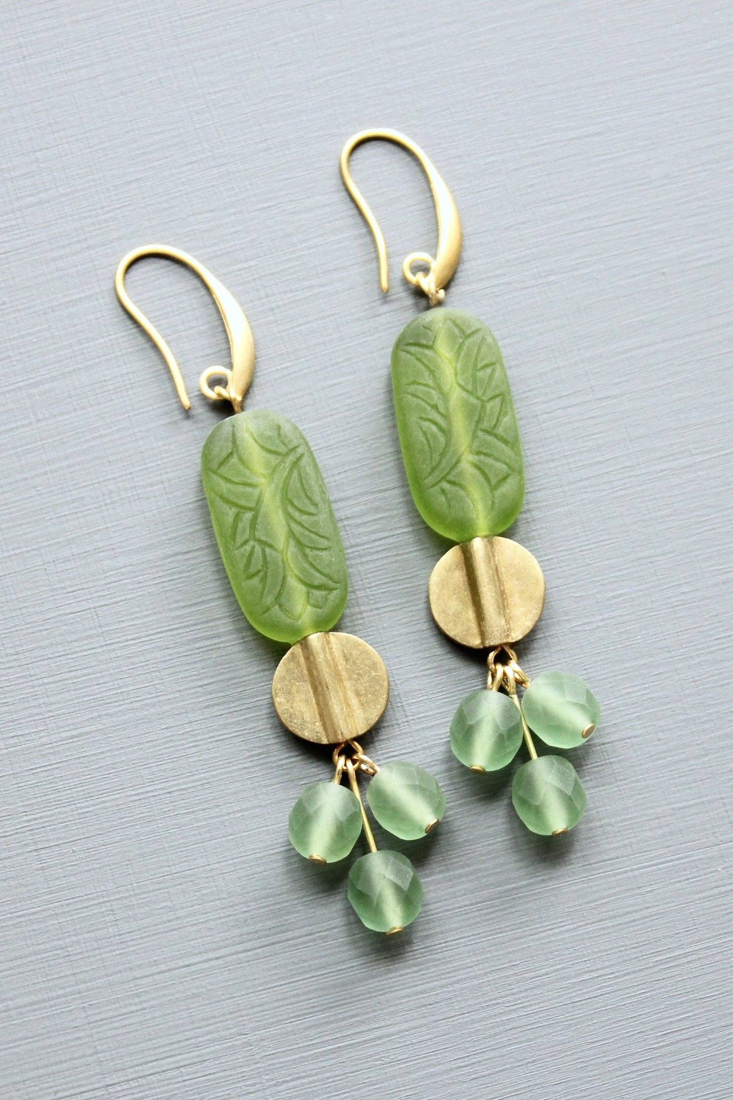 LEXE46 Lime green and seafoam cluster earrings