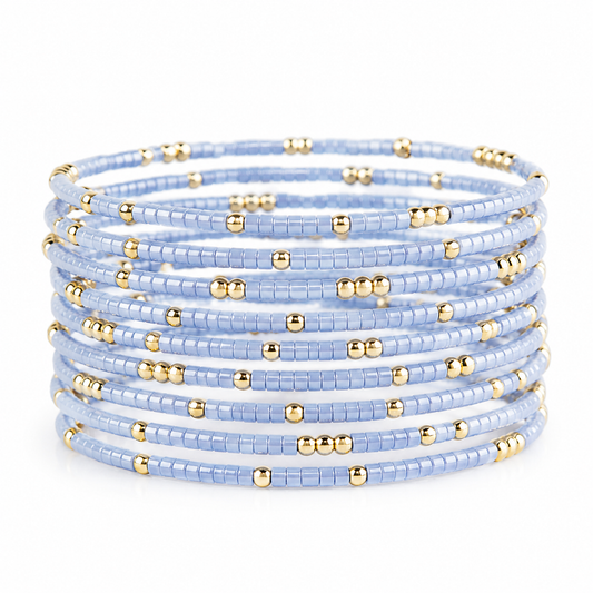 Confetti Beaded Bangle-Sky Blue, Delicate Stacking Bracelets