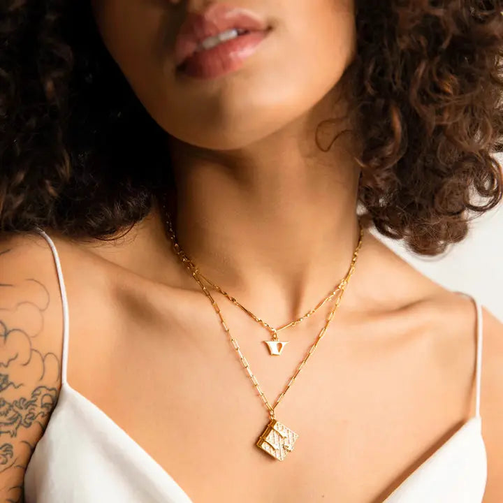 BOOK LOCKET - MOTHER OF PEARL/GOLD
