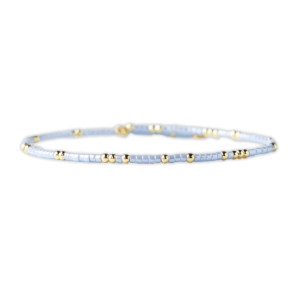 Confetti Beaded Bangle-Sky Blue, Delicate Stacking Bracelets