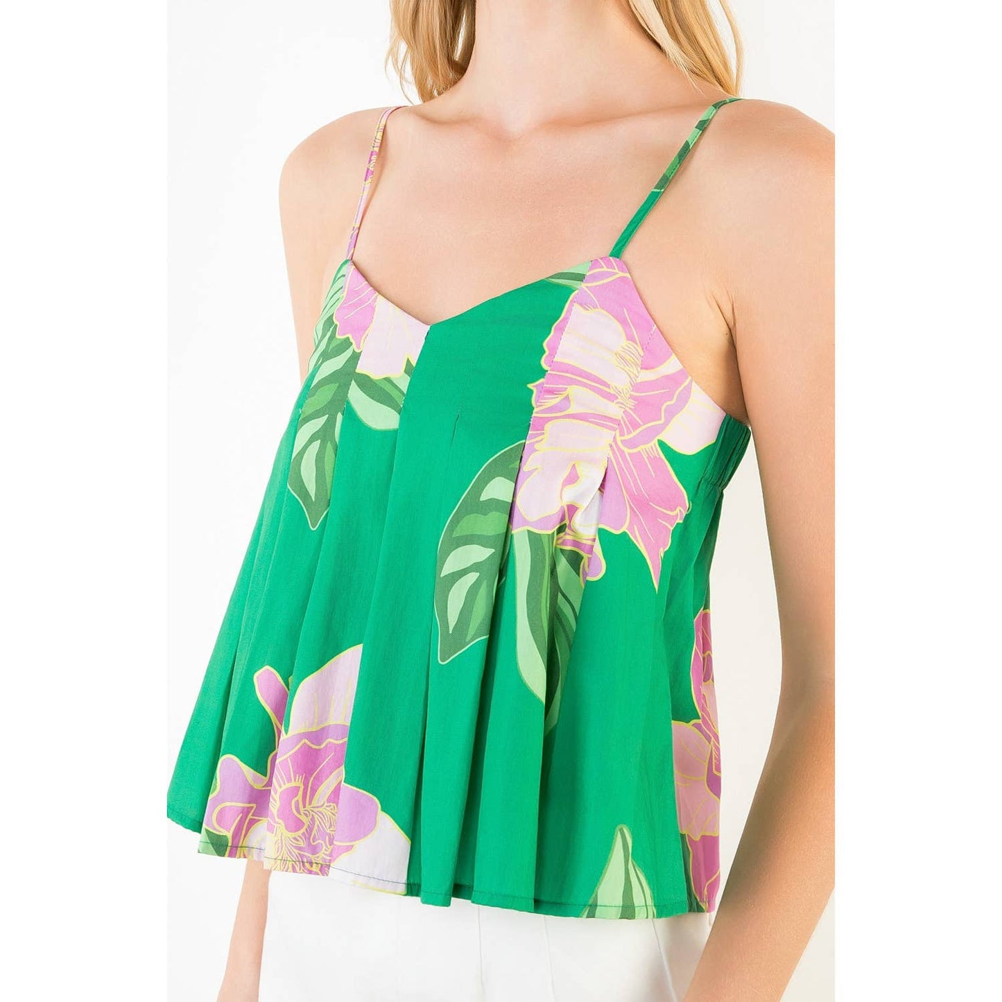 Floral Print Pleated Top
