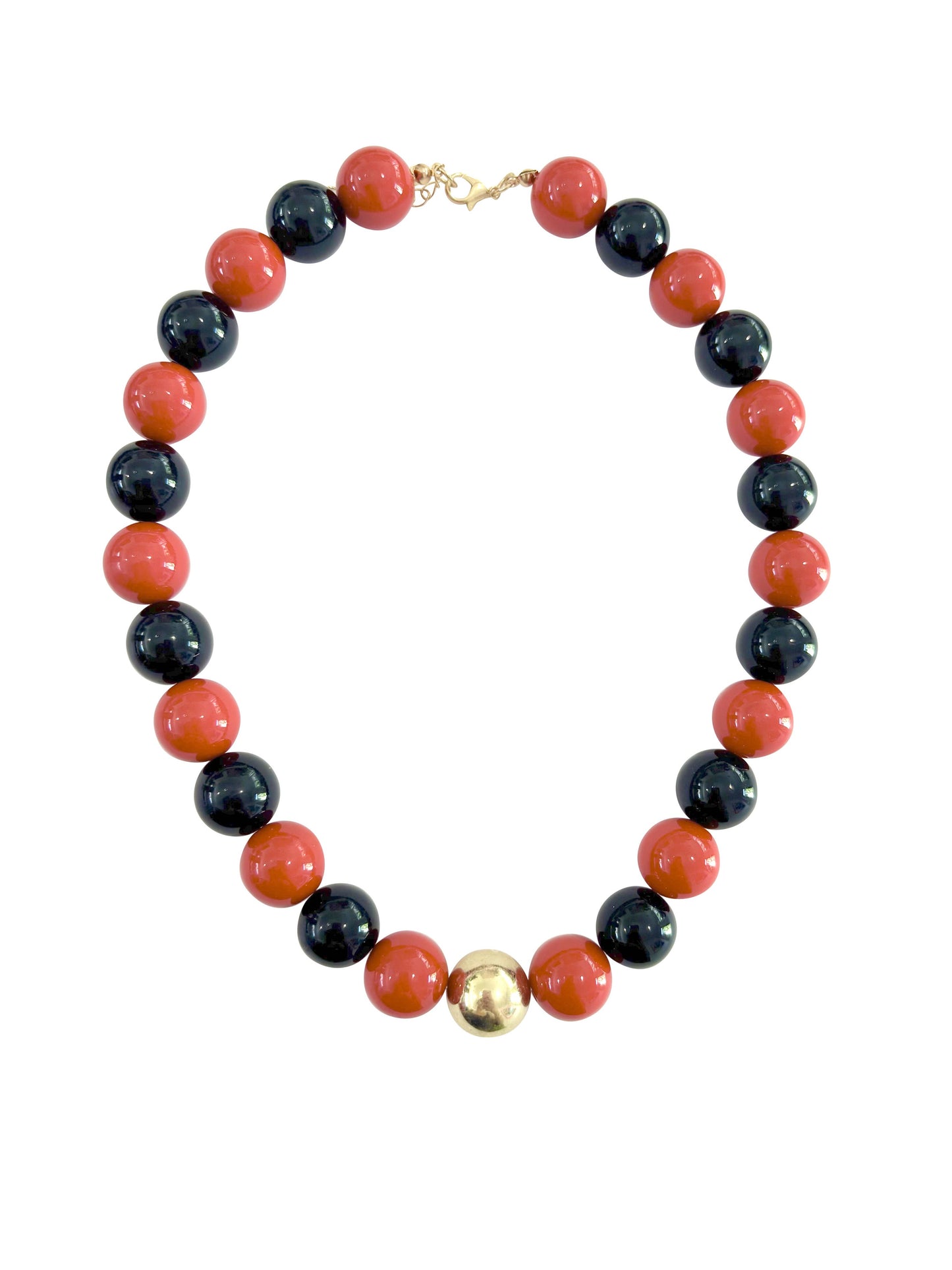 Leslie Chunky Beaded Necklace- Red/Black Mix