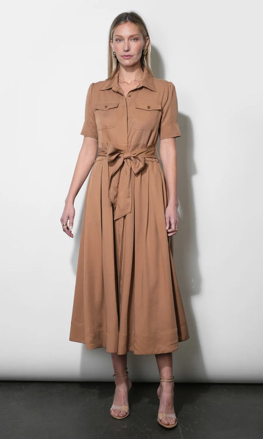 FABLE PLEATED POCKET SHIRT MAXI DRESS