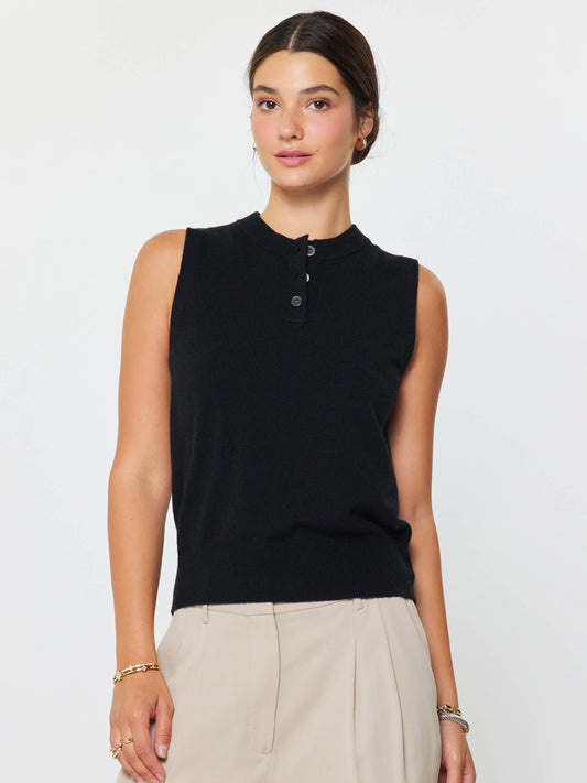 Sleeveless Henley Knit Vest