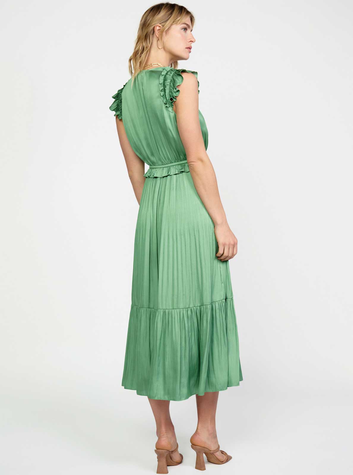 Ruffle Flutter Sleeve Midi Dress