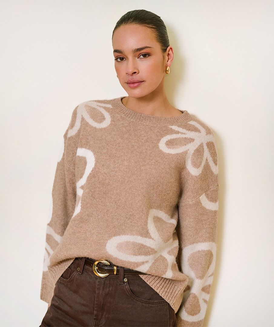 SAND INTARSIA SWEATER MELANGE