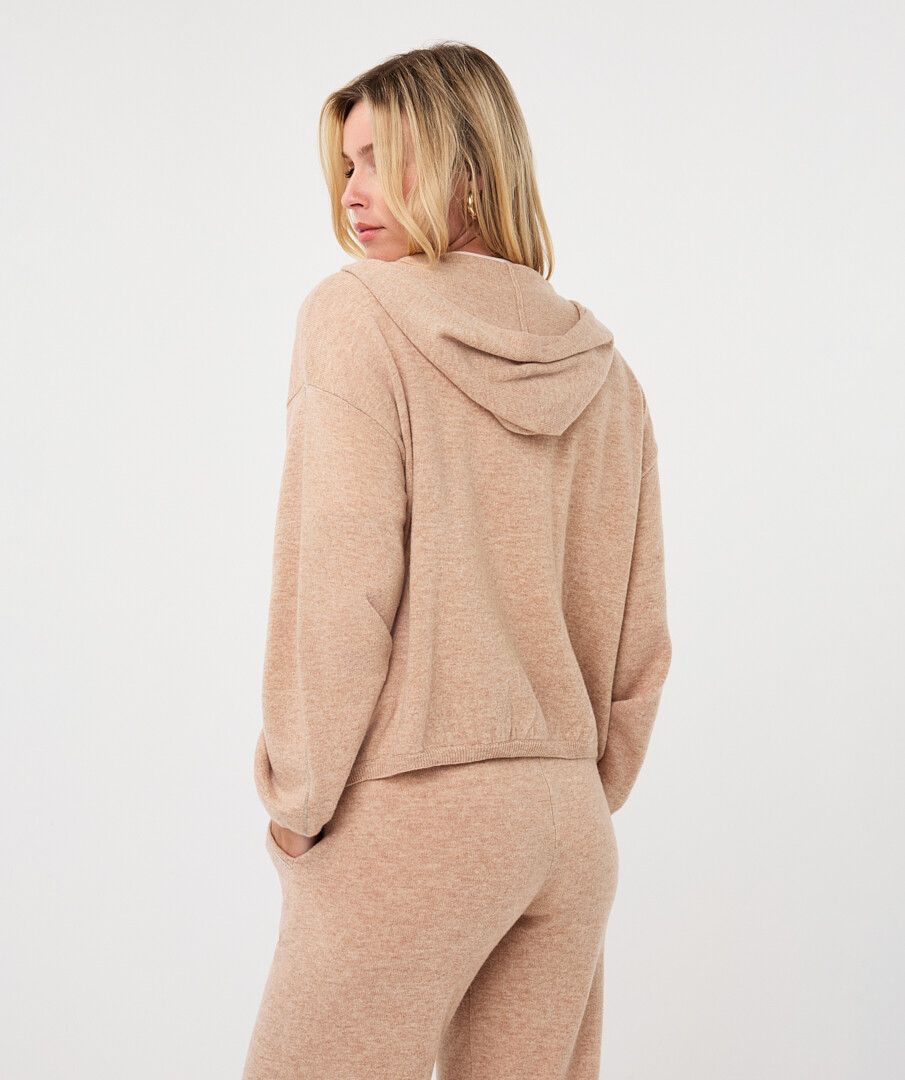 CHAIN KNIT HOODIE - SAND