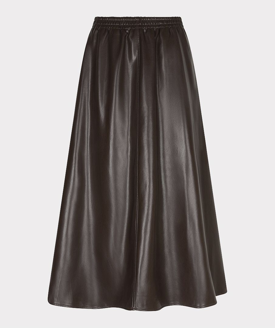 PLEATHER SKIRT - CACAO