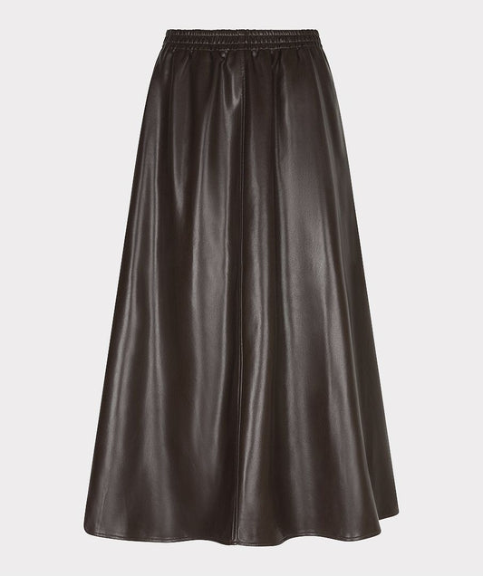 PLEATHER SKIRT - CACAO