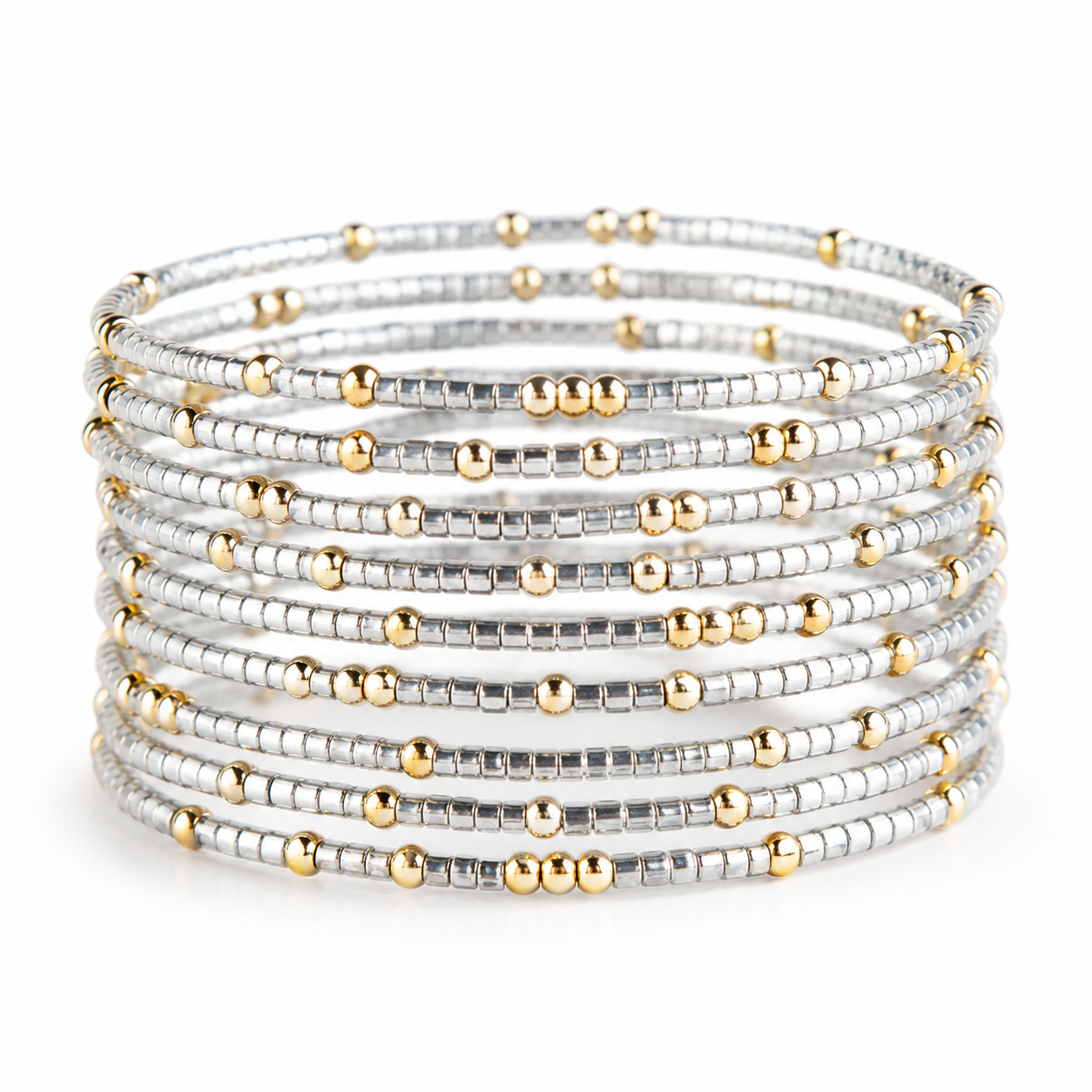 Confetti Beaded Bangle-Silver, Adjustable  Bracelets
