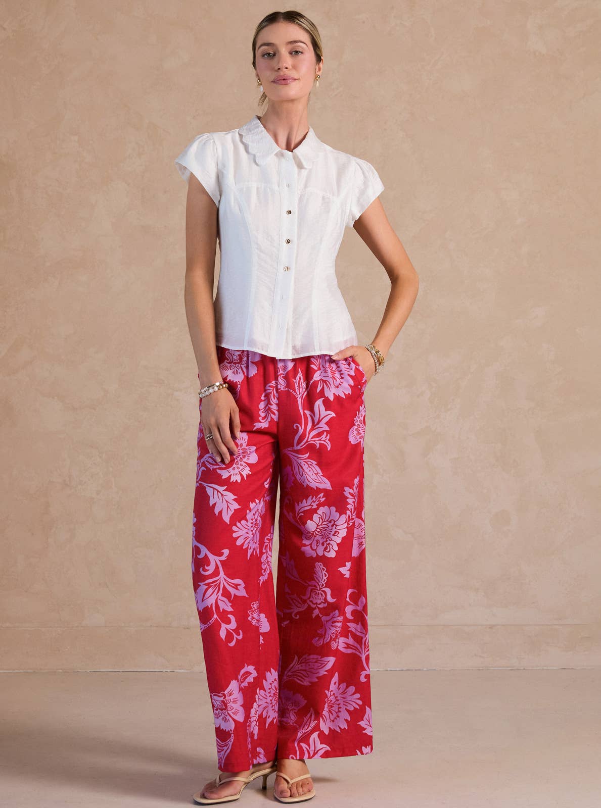 Button Down Slim Fit Short Sleeve Blouse