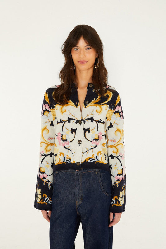 BIRDS ROMANCE KNIT CARDIGAN