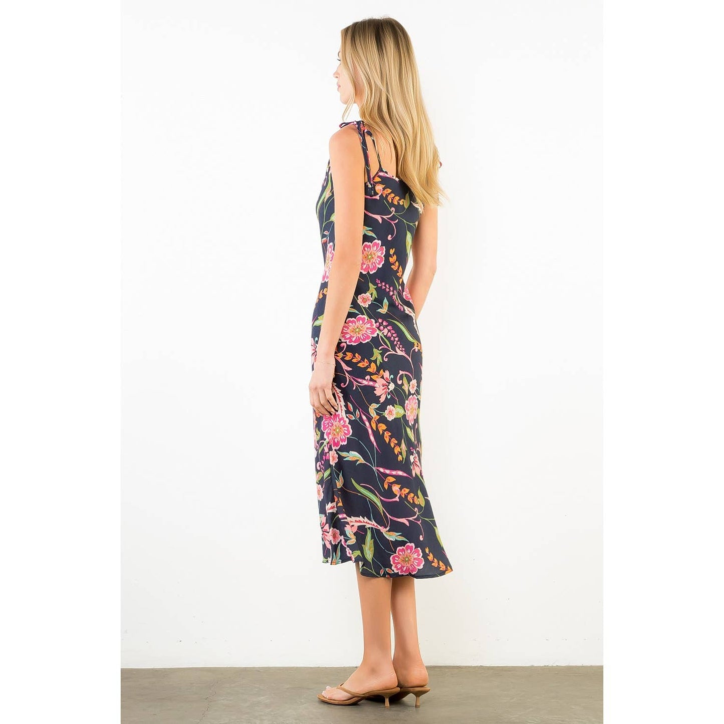 Tie Strap Floral Print Dress