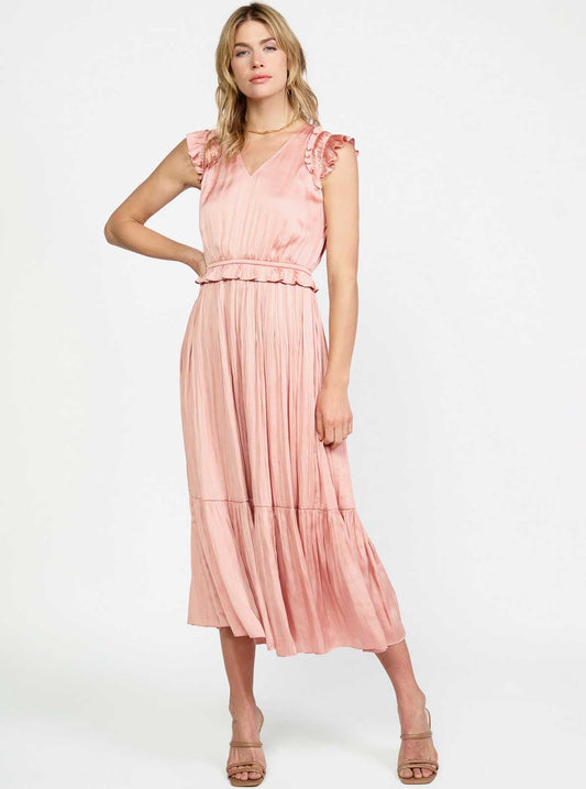 Ruffle Flutter Sleeve Midi Dress