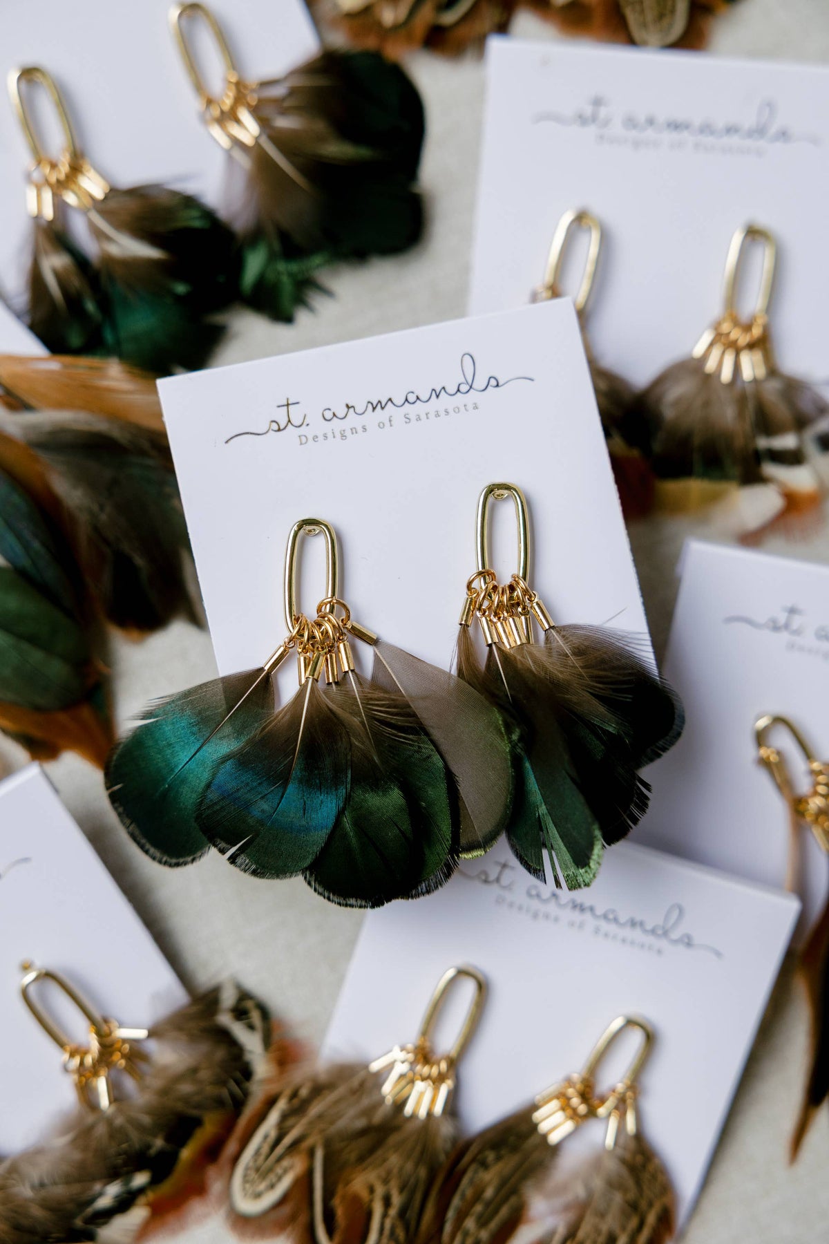 Juniper Fall Feather Tassel Statement Earrings