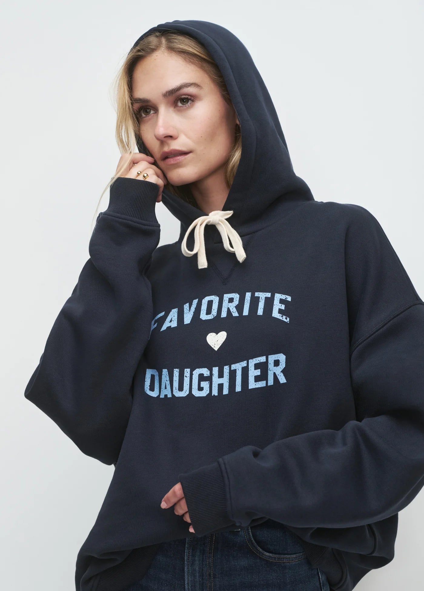 THE FAVORITE DAUGHTER HOODIE - NAVY/LIGHT BLUE