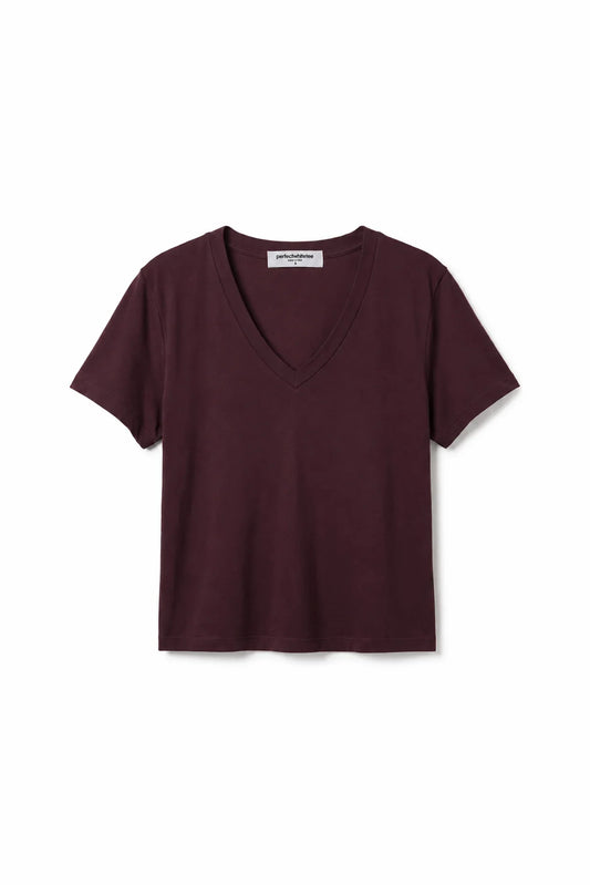 HENDRIX V NECK TEE - CHERRY LACQUER