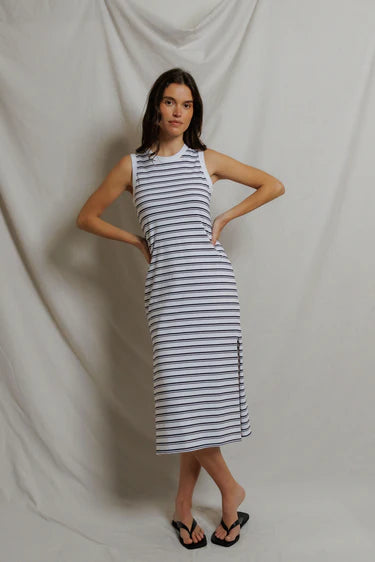 LANELL DRESS - NAVY STRIPE