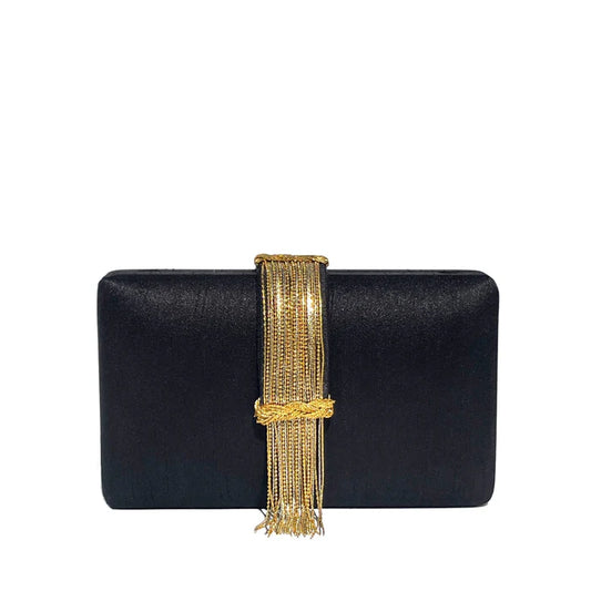 FRINGE CLUTCH - NOIR