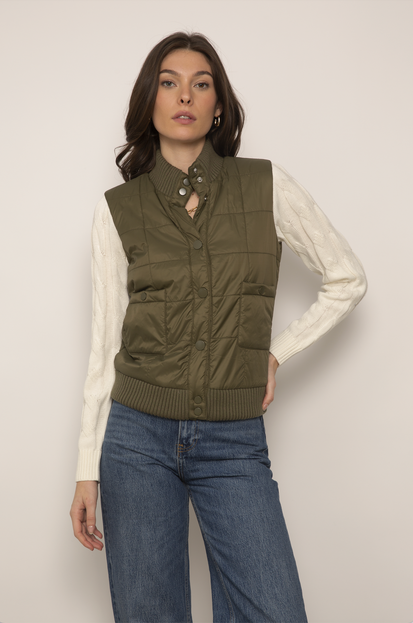 OLIVE ASPER NYLON SWEATER JACKET