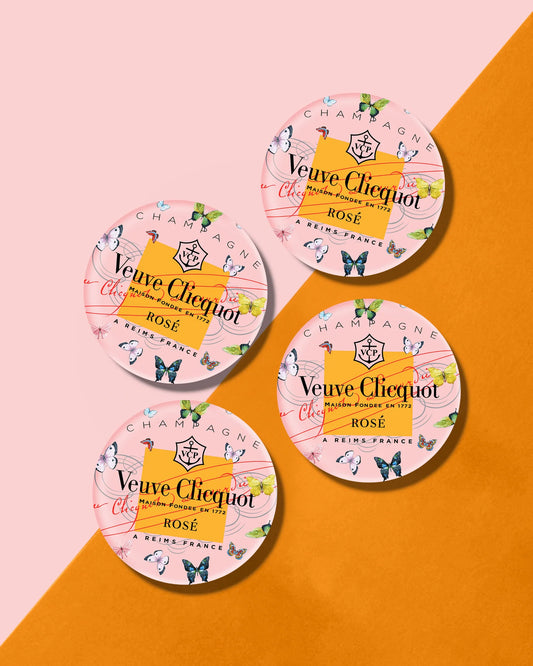 PACK OF 4 COASTERS - BUTTERFLY VEUVE