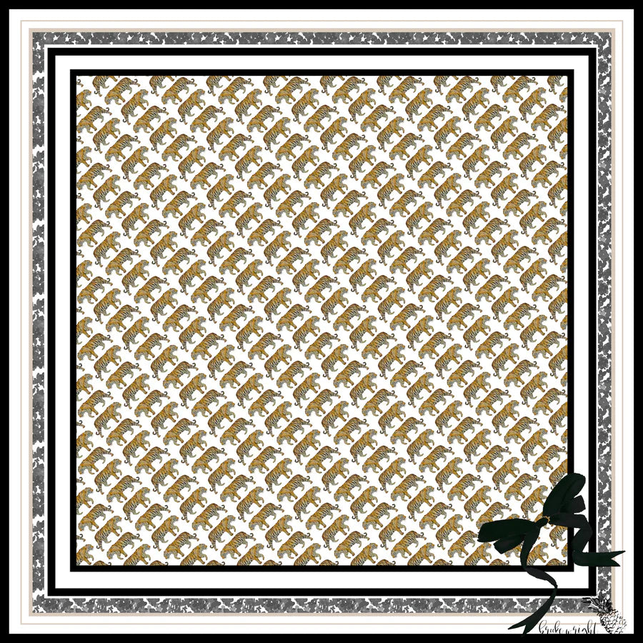 NEUTRAL TIGER SILK SCARF