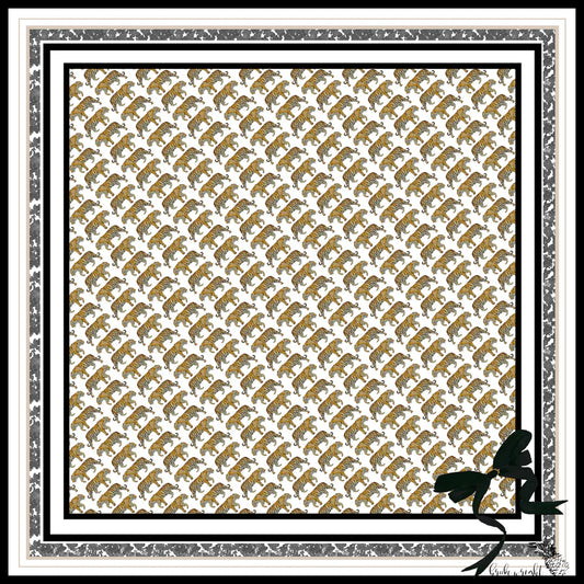 NEUTRAL TIGER SILK SCARF
