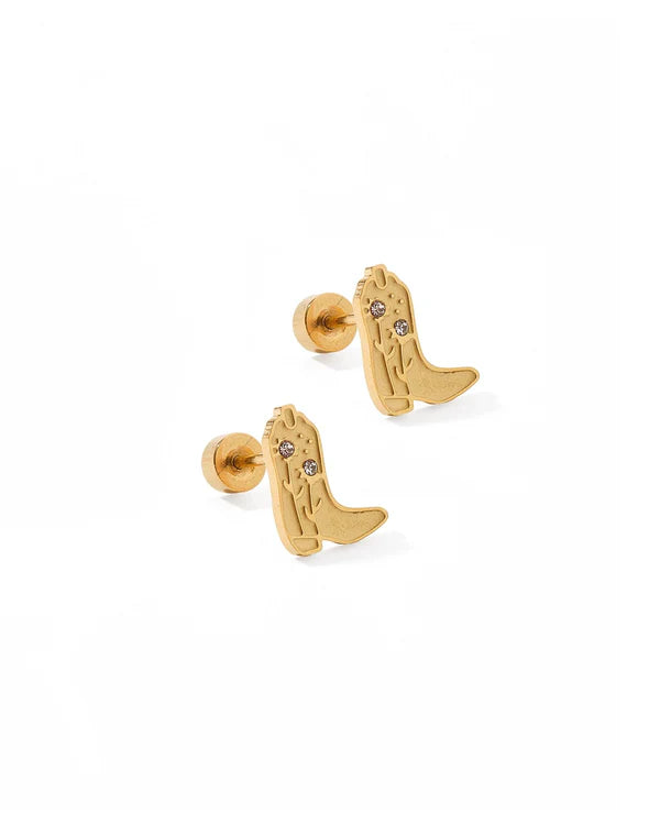 Screwback Stud Earrings - Daisy Cowgirl Boot