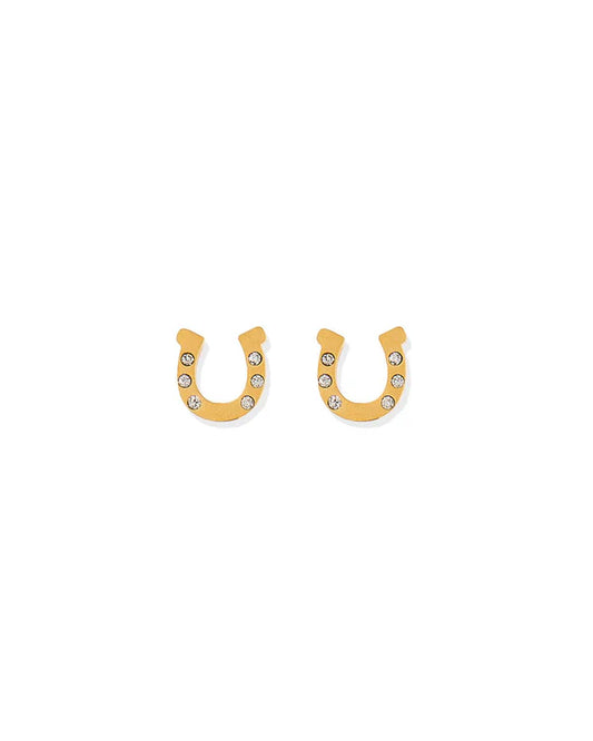 Screwback Stud Earrings - Horseshoe Gold