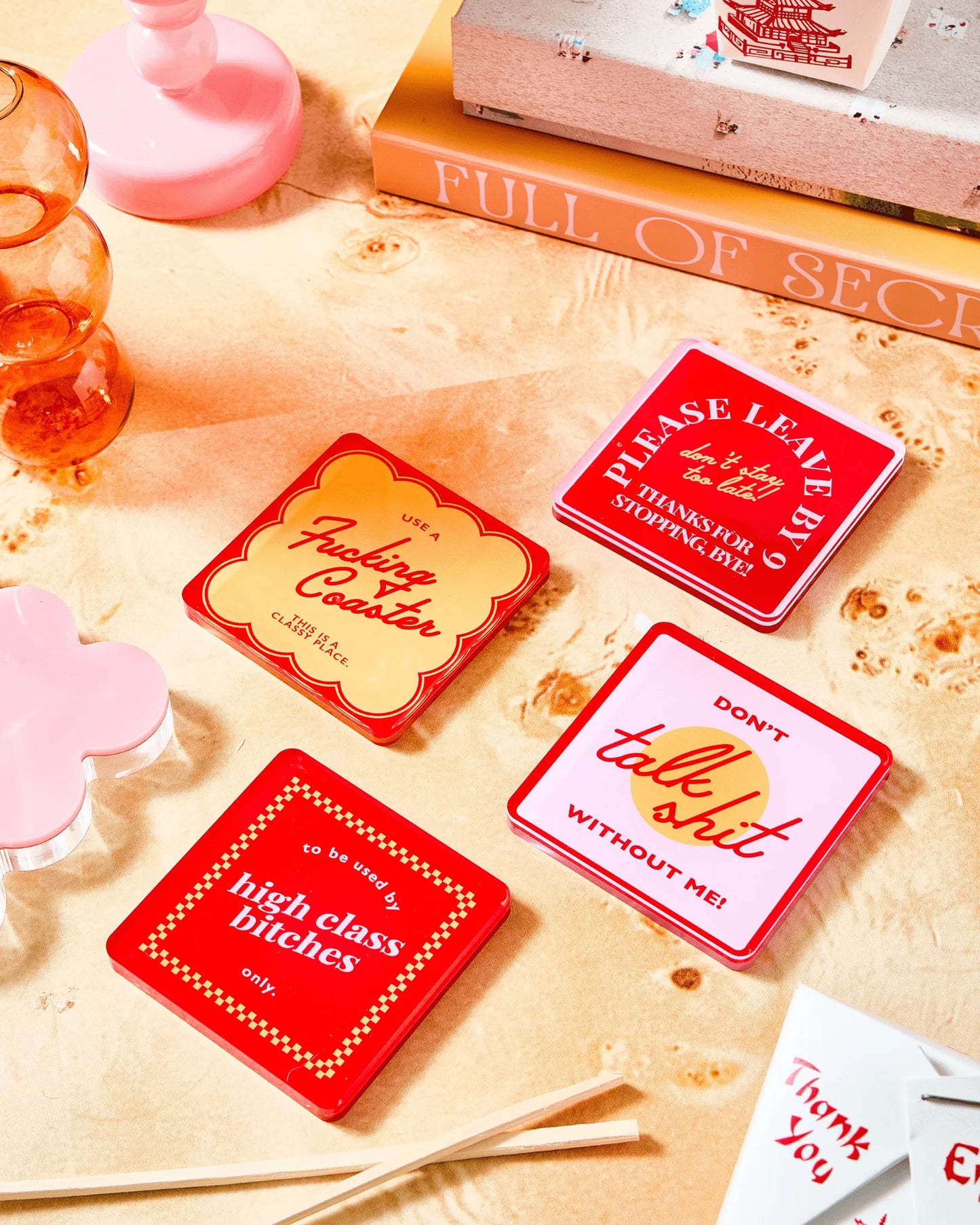SNARKY RED COASTER- SET OF 4
