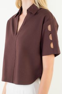 CUT OUT HI-LOW TOP - CHOCOLATE