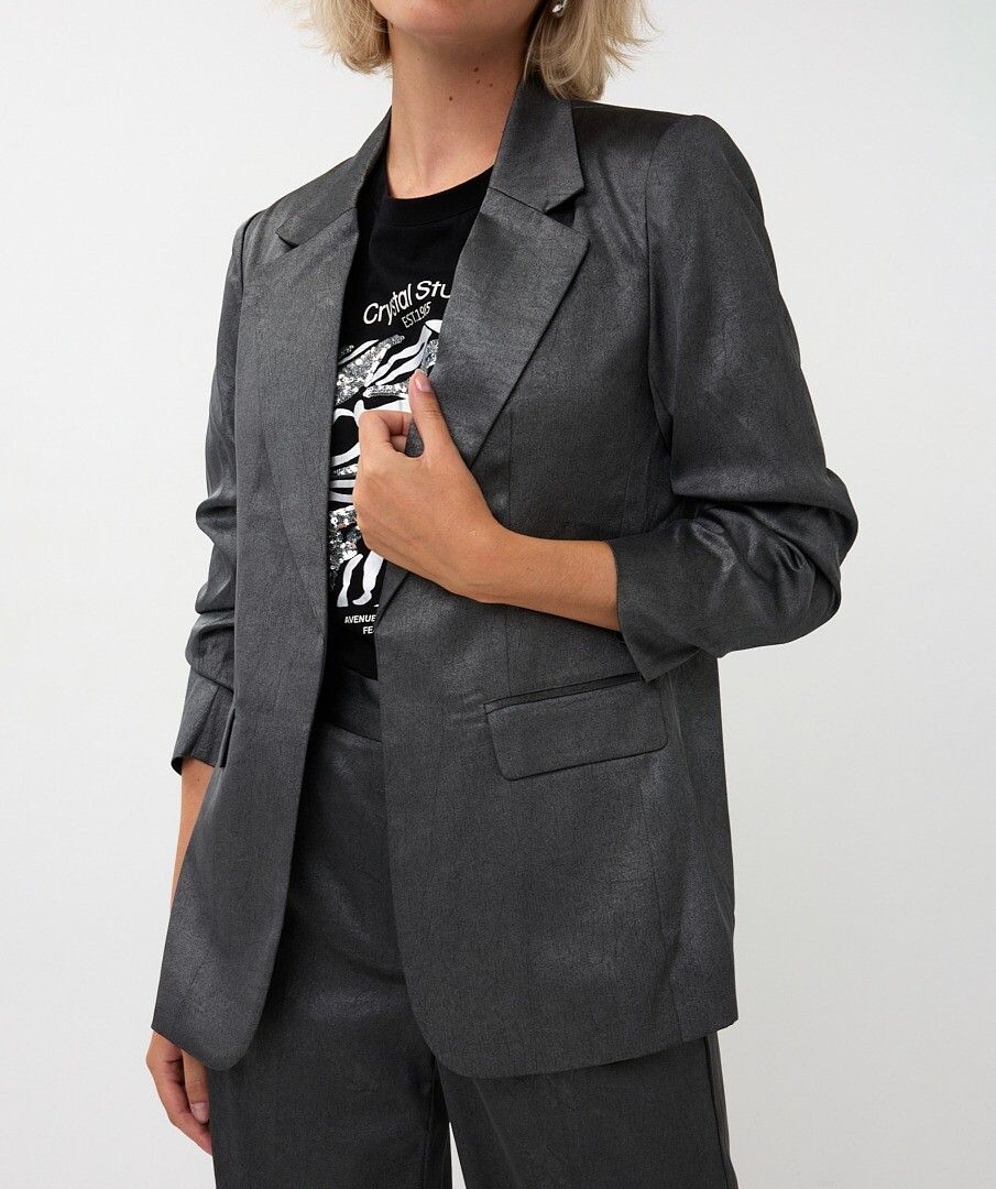 CRINKLE BLAZER - GRAY SHIMMER