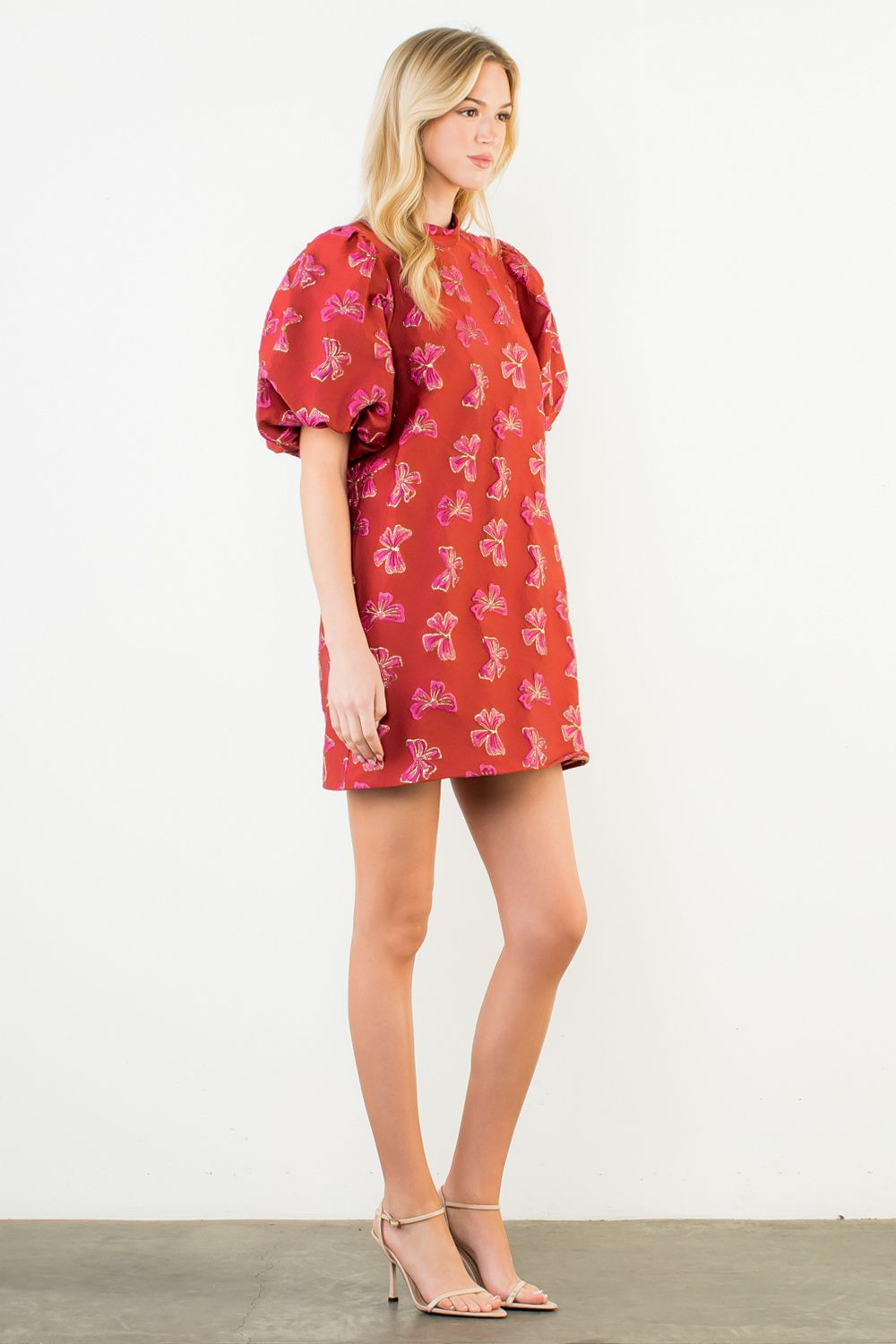 EMBROIDERED BOWS SHIFT DRESS